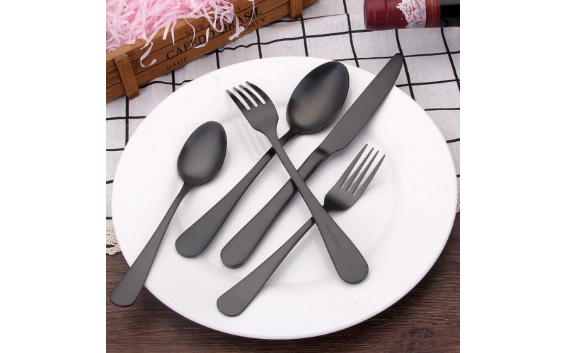Matte black silverware set