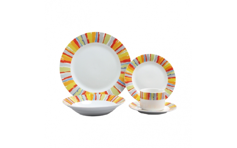 Fashionable warm color art print dinner set