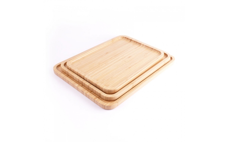 Rectangular bamboo tray