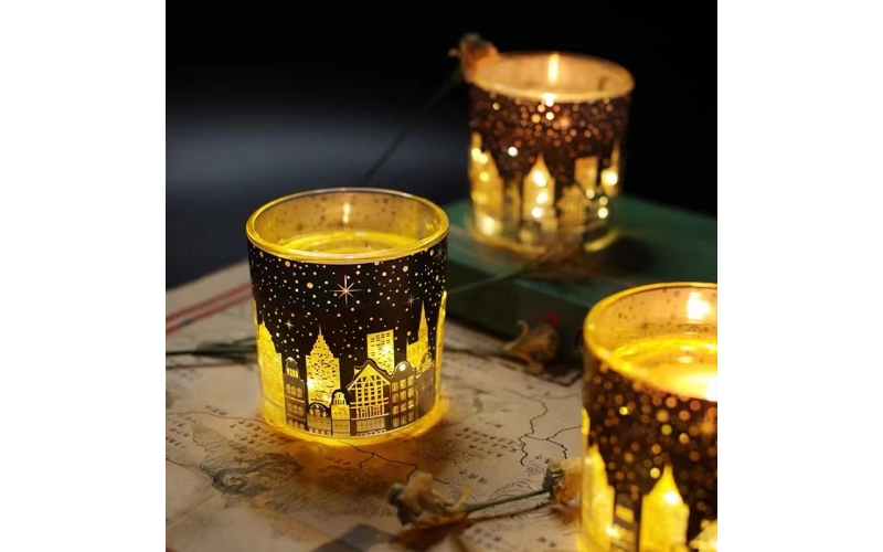 Christmas led light up candle jar
