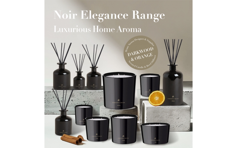 St Future Noir Elegance Range Luxurious Home Aroma Darkwood & Orange Scented candles(280g,430g,,550g730g,950g,1900g)Reed diffusers (40ml,90ml,150ml,250ml,500ml) Industrial Quotation OEM / ODM